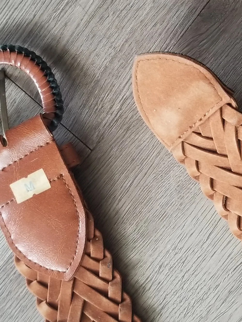 Vintage Women's Braided Tan Leather Belt Classic Woven Style (SIZE:M)